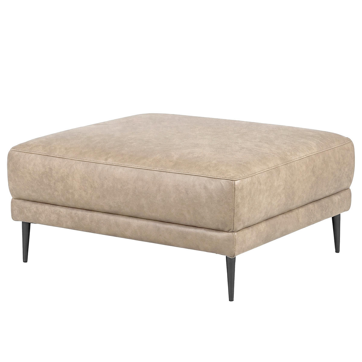 HOCKER in Textil, Leder Creme  - Schwarzchrom/Creme, Design, Leder/Textil (96/45/80cm) - Livetastic