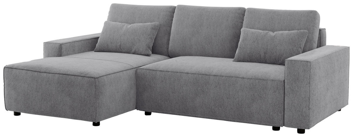 ECKSCHLAFSOFA  mit Rücken echt Chenille Graubraun  - Graubraun/Schwarz, MODERN, Kunststoff/Textil (154/247cm) - Livetastic