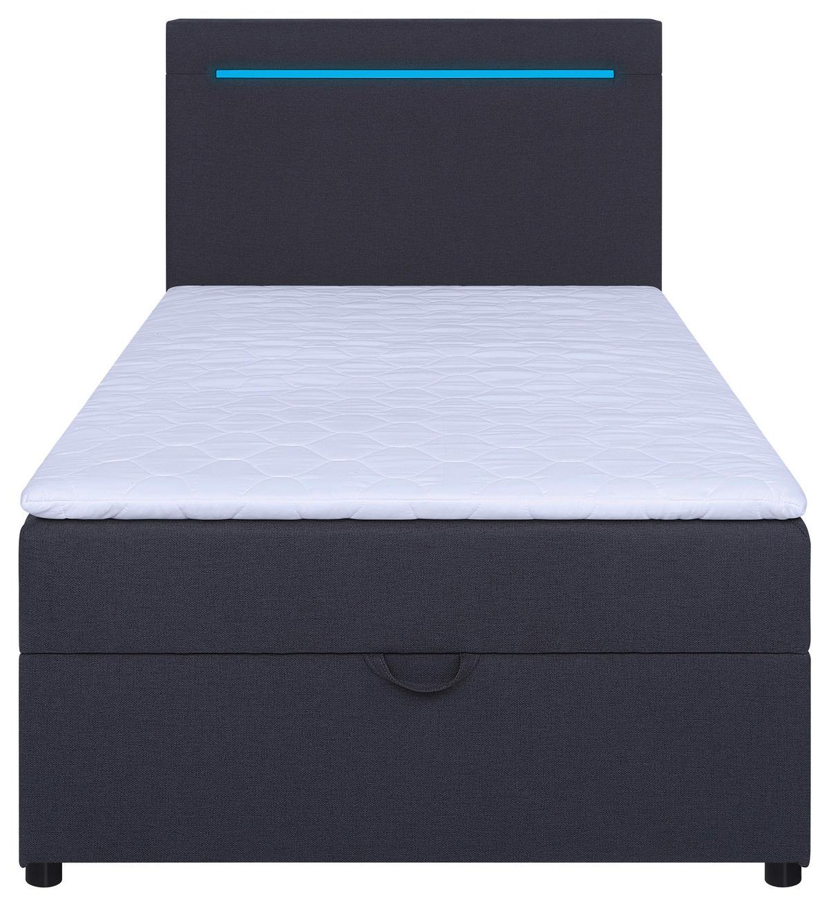 BOXBETT 100/200 cm,  in Anthrazit, Bettkasten, Topper, Kopfteilbeleuchtung,  - Anthrazit/Schwarz, MODERN, Kunststoff/Textil (100/200cm) - MID.YOU