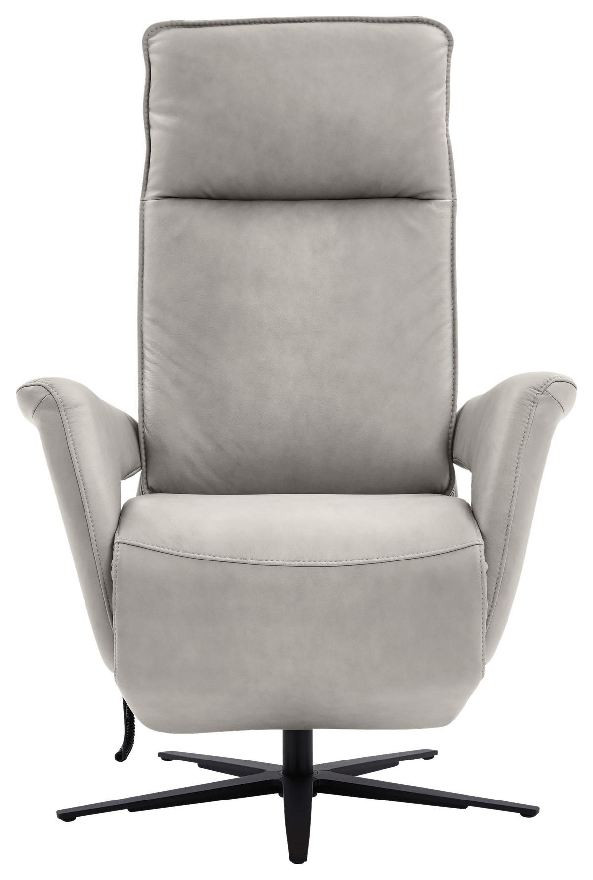 RELAXSESSEL in Leder Hellgrau  - Hellgrau/Schwarz, Design, Leder/Metall (83/123/87cm) - Valdera