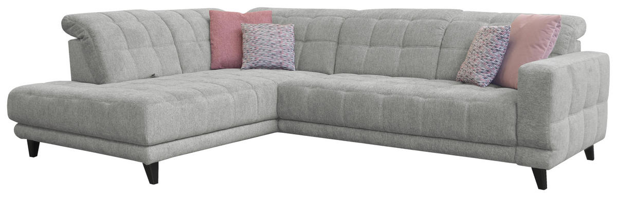 ECKSOFA in Webstoff Grau  216/302 cm  - Schwarz/Grau, Design, Holz/Textil (216/302cm) - Xora