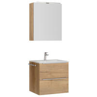 BADEZIMMER  in 61 cm  - Edelstahlfarben/Eichefarben, MODERN, Holzwerkstoff/Stein (61cm) - Nobilia