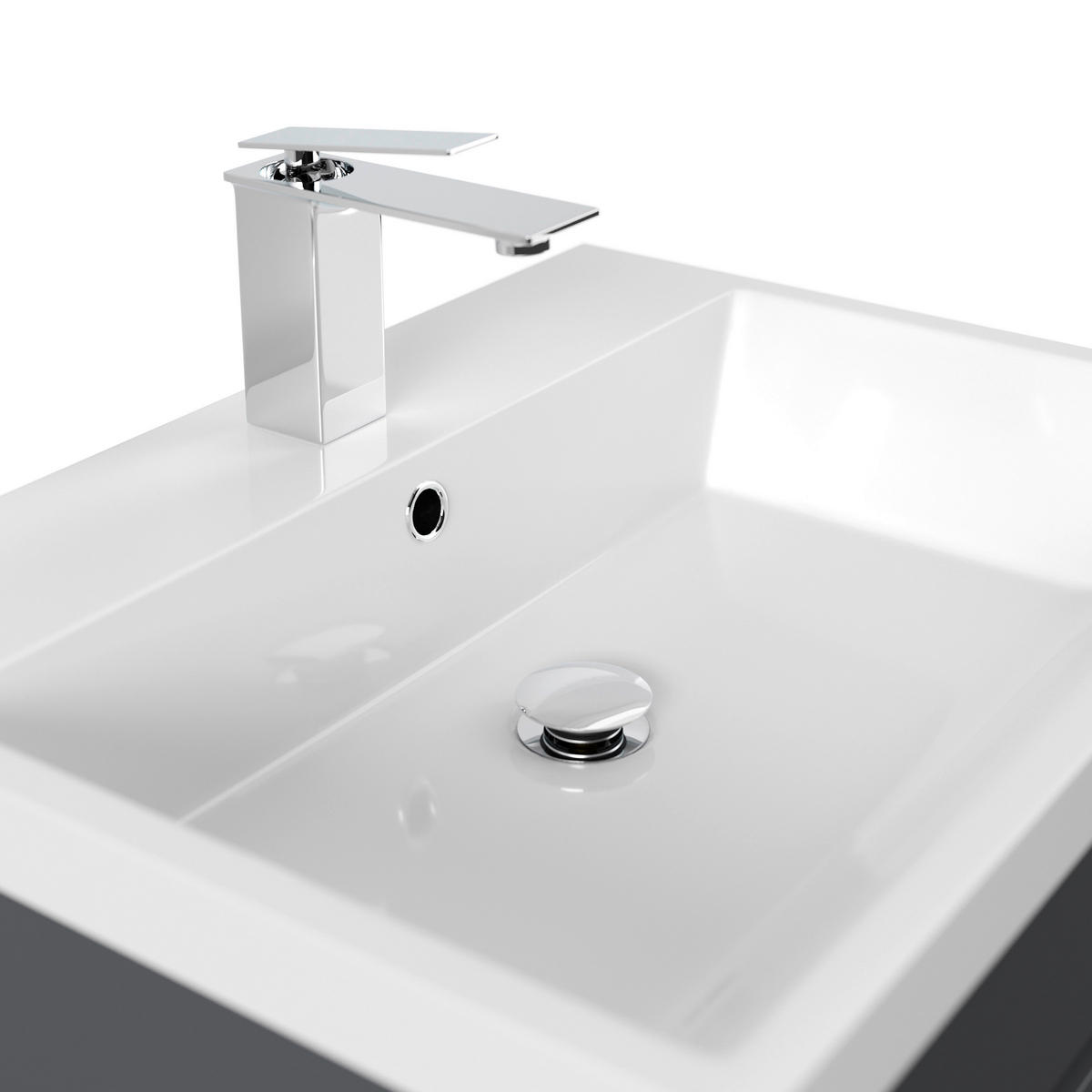 WASCHTISCHKOMBI 60 cm  - Graphitfarben/Weiß, Basics, Holzwerkstoff/Stein (60cm) - MID.YOU