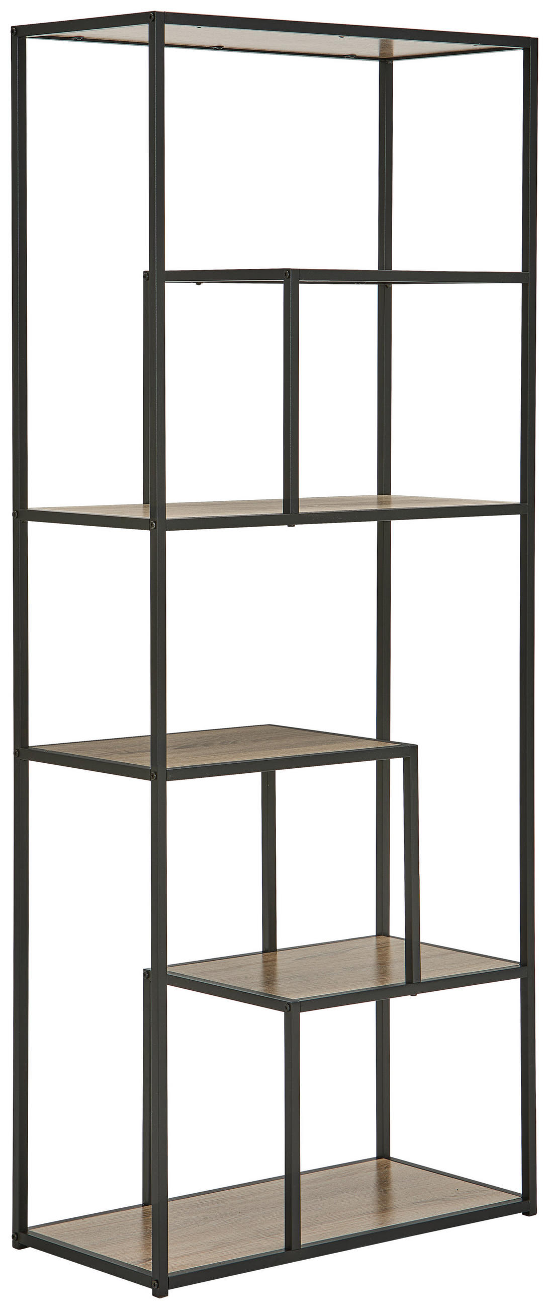 REGAL Naturfarben, Schwarz  - Schwarz/Naturfarben, Basics, Holzwerkstoff/Metall (70/170/33cm) - Xora
