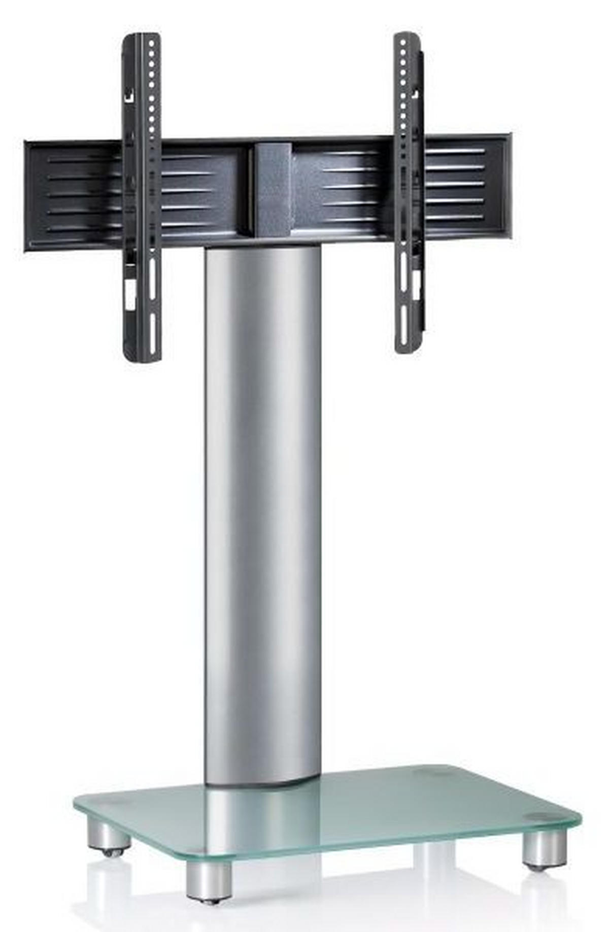 TV-Rack in Klar/Silberfarbe - Klar/Silberfarben, Konventionell, Glas/Metall (60/100/44cm) - MID.YOU