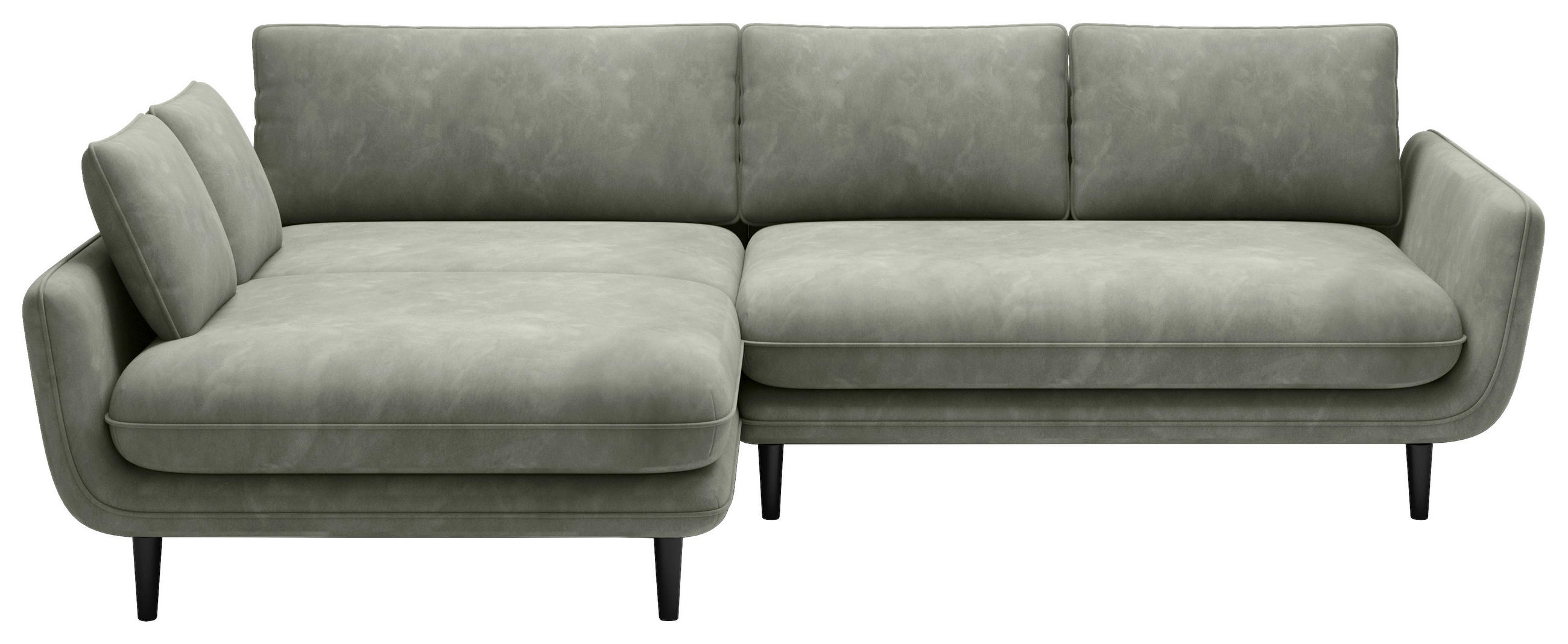 ECKSOFA inkl. Funktionen Olivgrün Velours  - Schwarz/Olivgrün, Design, Holz/Textil (167/260cm) - Welnova