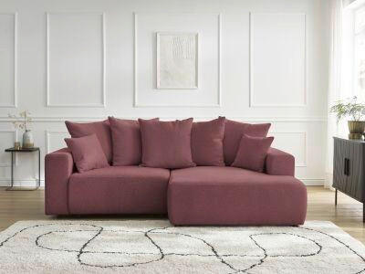 ECKSOFA Ottomane rechts  ATILLA Rot Flachgewebe  - Rot/Schwarz, MODERN, Kunststoff/Textil (244/149cm)