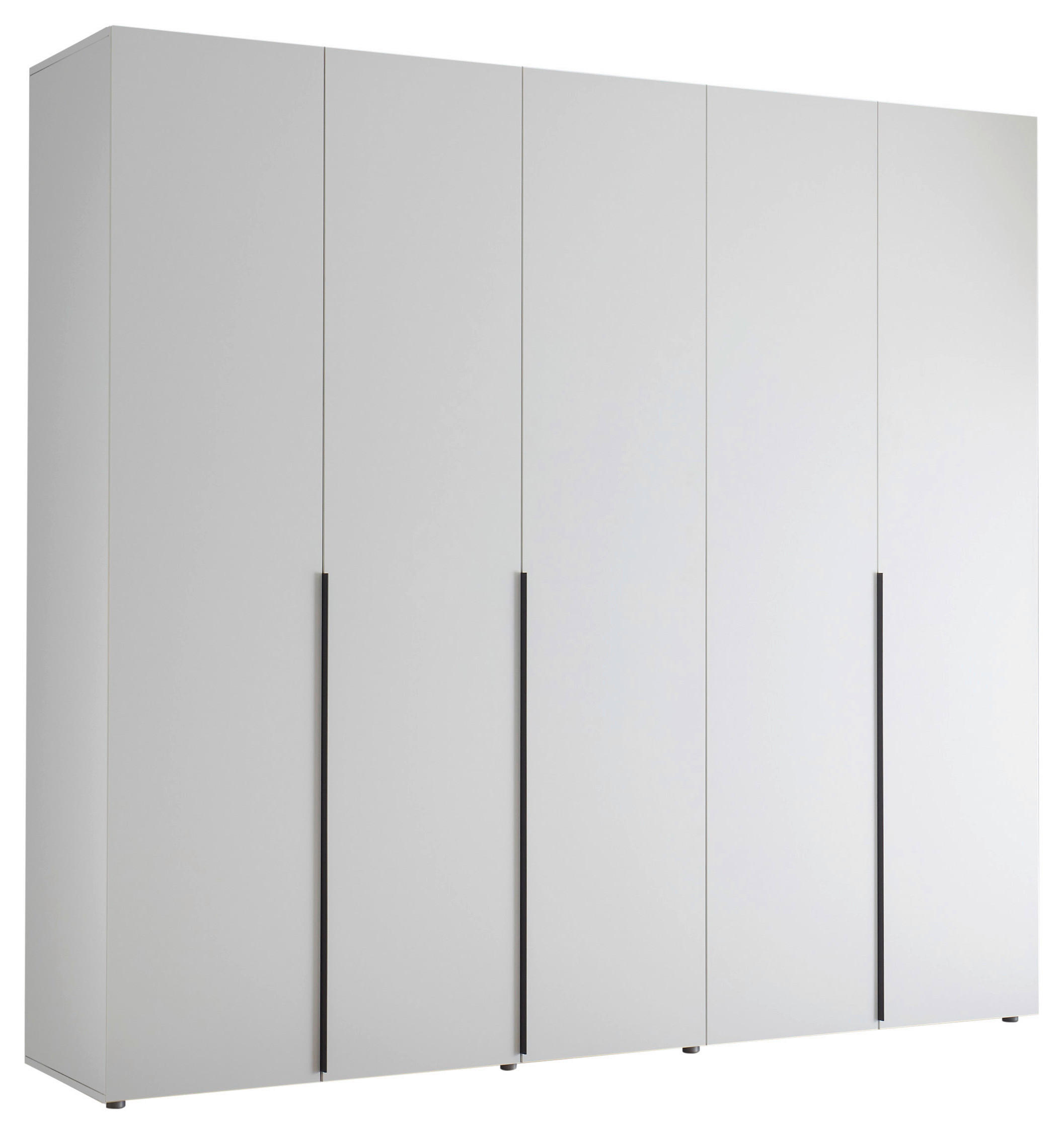 GARDEROB MED GÅNGJÄRN 225/210/51,6 cm 5-dörrar - vit/svart, Modern, trämaterial/plast (225/210/51,6cm) - MID.YOU