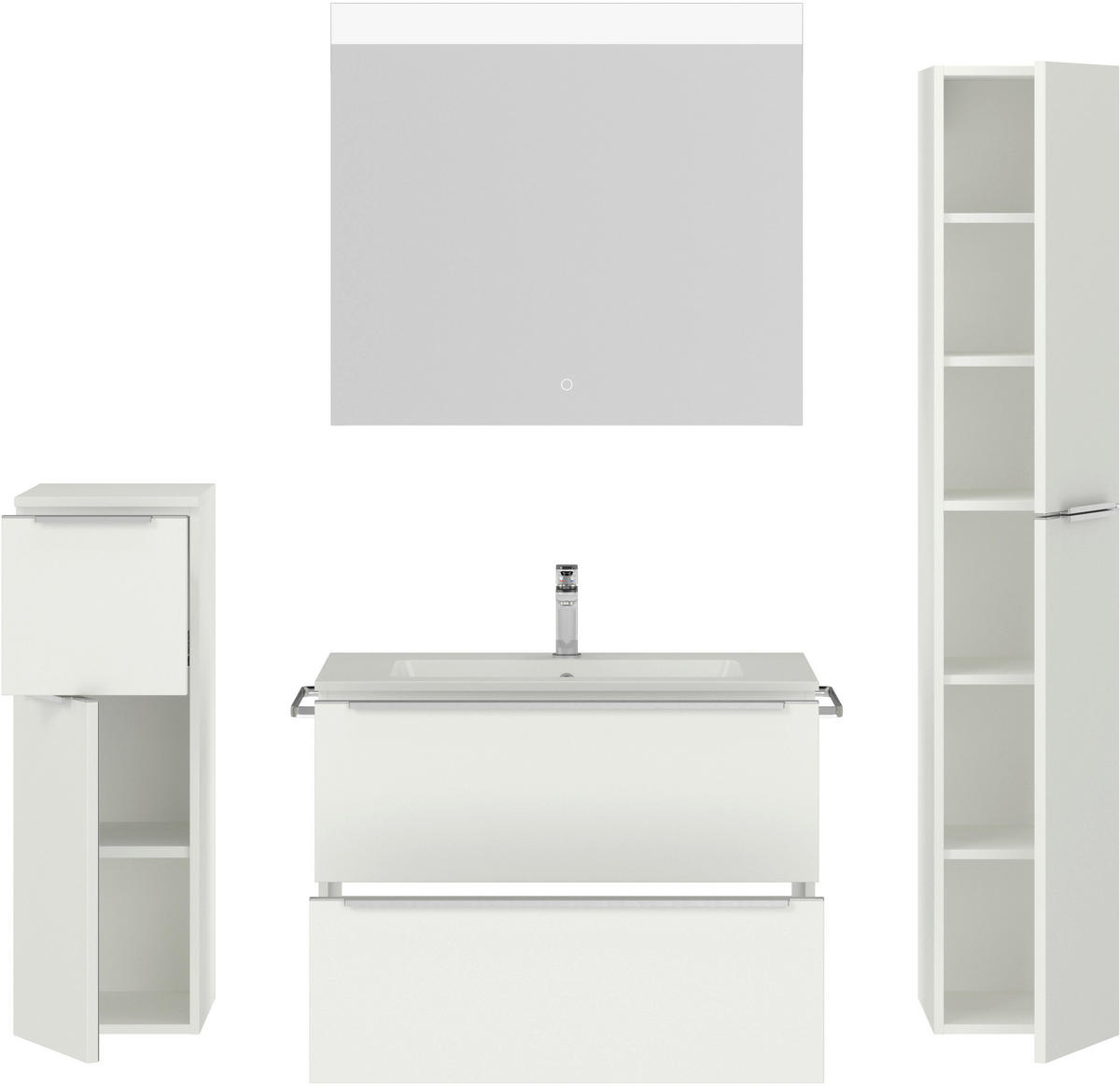 BADEZIMMER 5-teilig  in 141 cm  - Edelstahlfarben/Schwarz, MODERN, Holzwerkstoff/Stein (141cm) - Nobilia