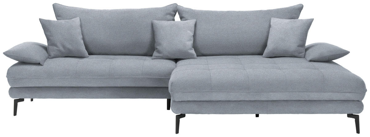 ECKSOFA PRATO Grau Mikrofaser  - Schwarz/Grau, MODERN, Textil/Metall (292/176cm) - MID.YOU
