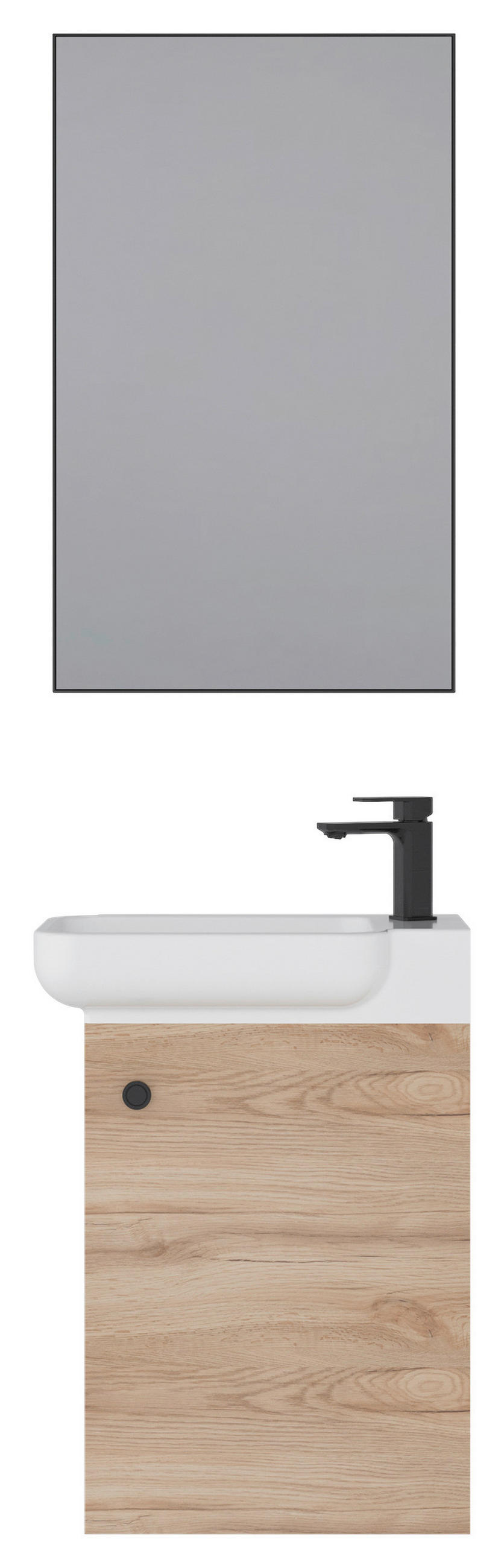 GÄSTEBAD 55 cm  - Eichefarben/Weiß Hochglanz, MODERN, Keramik/Holzwerkstoff (55cm) - MID.YOU