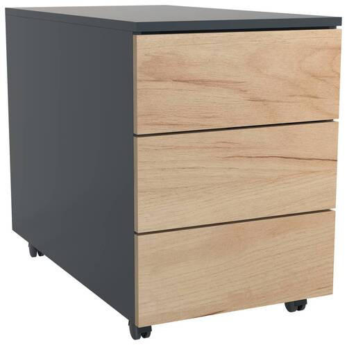 ROLLCONTAINER Anthrazit, Honigeiche  - Honigeiche/Anthrazit, MODERN, Holzwerkstoff/Kunststoff (39/55/70cm) - MID.YOU