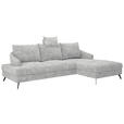 ECKSOFA in Webstoff Hellgrau  - Hellgrau/Schwarz, KONVENTIONELL, Textil/Metall (293/183cm) - Carryhome