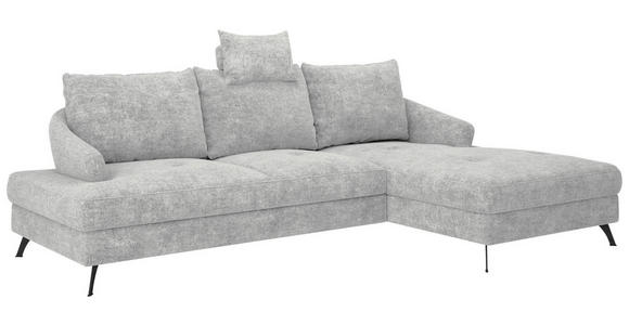 ECKSOFA in Webstoff Hellgrau  - Hellgrau/Schwarz, KONVENTIONELL, Textil/Metall (293/183cm) - Carryhome