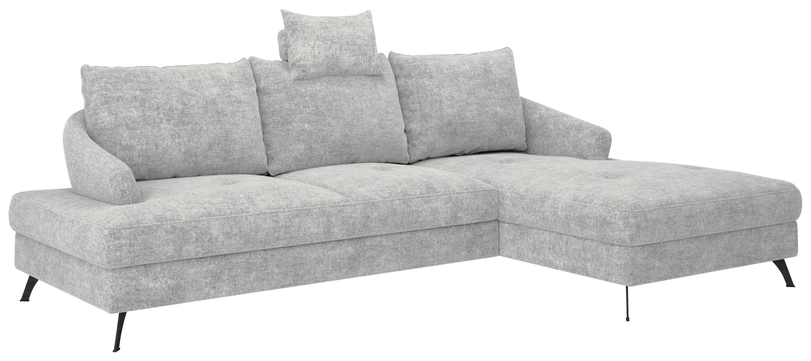 ECKSOFA in Webstoff Hellgrau  - Hellgrau/Schwarz, Konventionell, Textil/Metall (293/183cm) - Carryhome