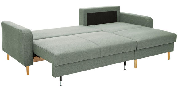 ECKSOFA in Flachgewebe Salbeigrün  - Salbeigrün/Eiche Wotan, KONVENTIONELL, Holz/Textil (255/157cm) - Carryhome