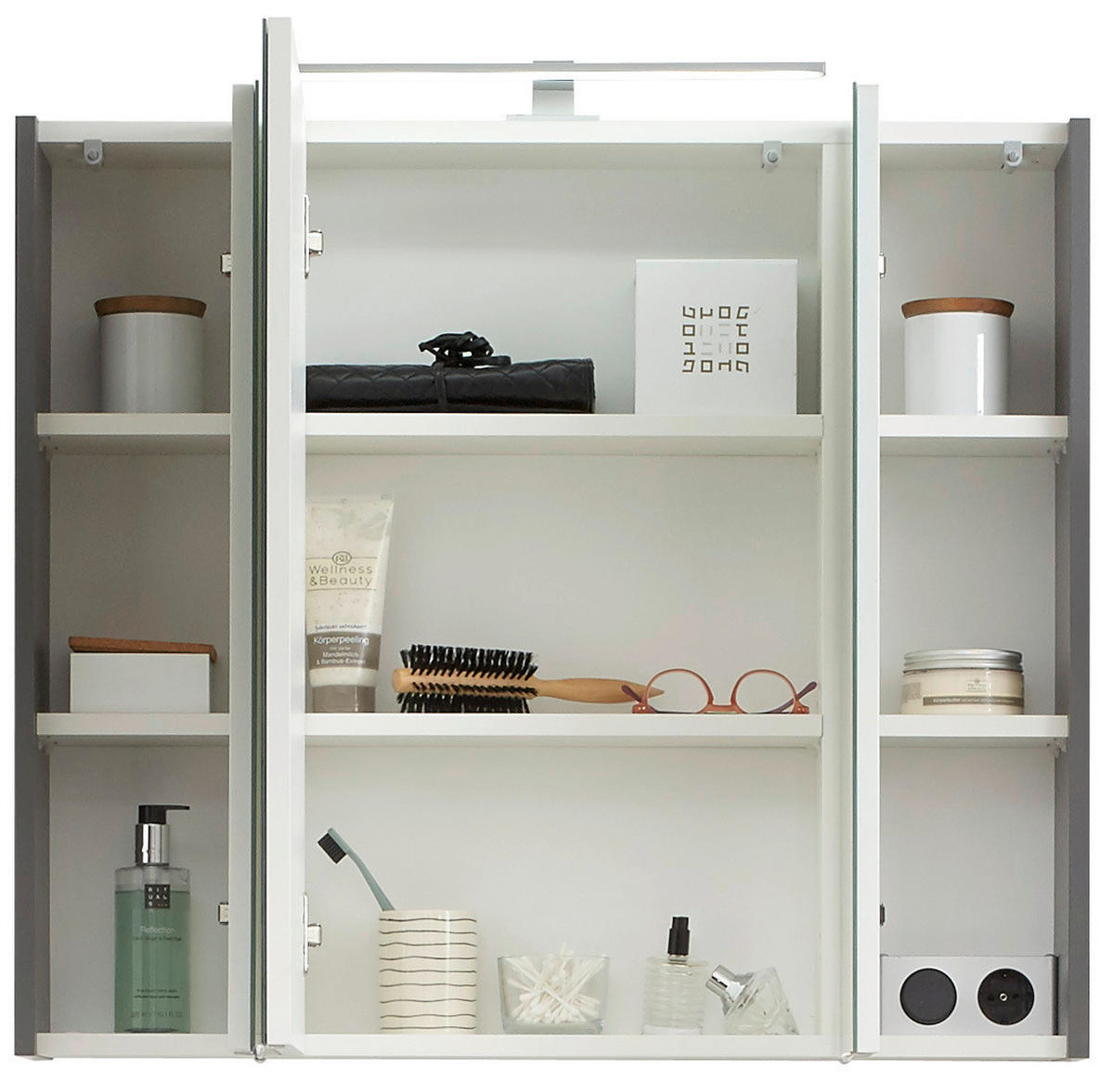 SPIEGELSCHRANK 80/70/16 cm  - Chromfarben/Dunkelgrau, Basics, Glas/Holzwerkstoff (80/70/16cm) - Pelipal