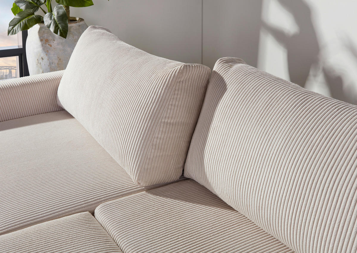 2,5-SEDAČKA, textil, béžová - čierna/béžová, Design, textil/plast (240/70/125cm) - Carryhome