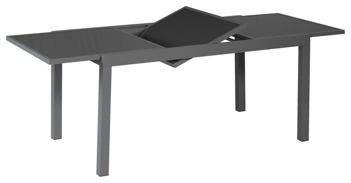 GARTENTISCH 160/90/75,5 cm  - Graphitfarben, MODERN, Glas/Metall (160/90/75,5cm) - Gardenson