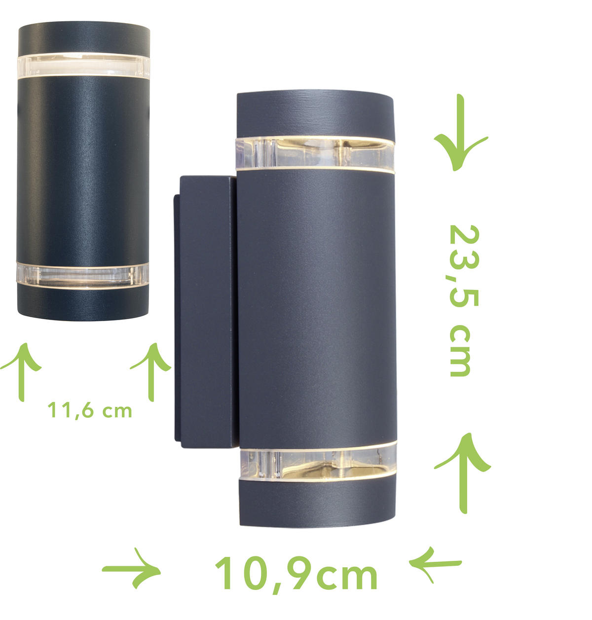 AUßENWANDLEUCHTE FOCUS 11/23,5/10,9 cm   - Klar/Anthrazit, Design, Glas/Metall (11/23,5/10,9cm)