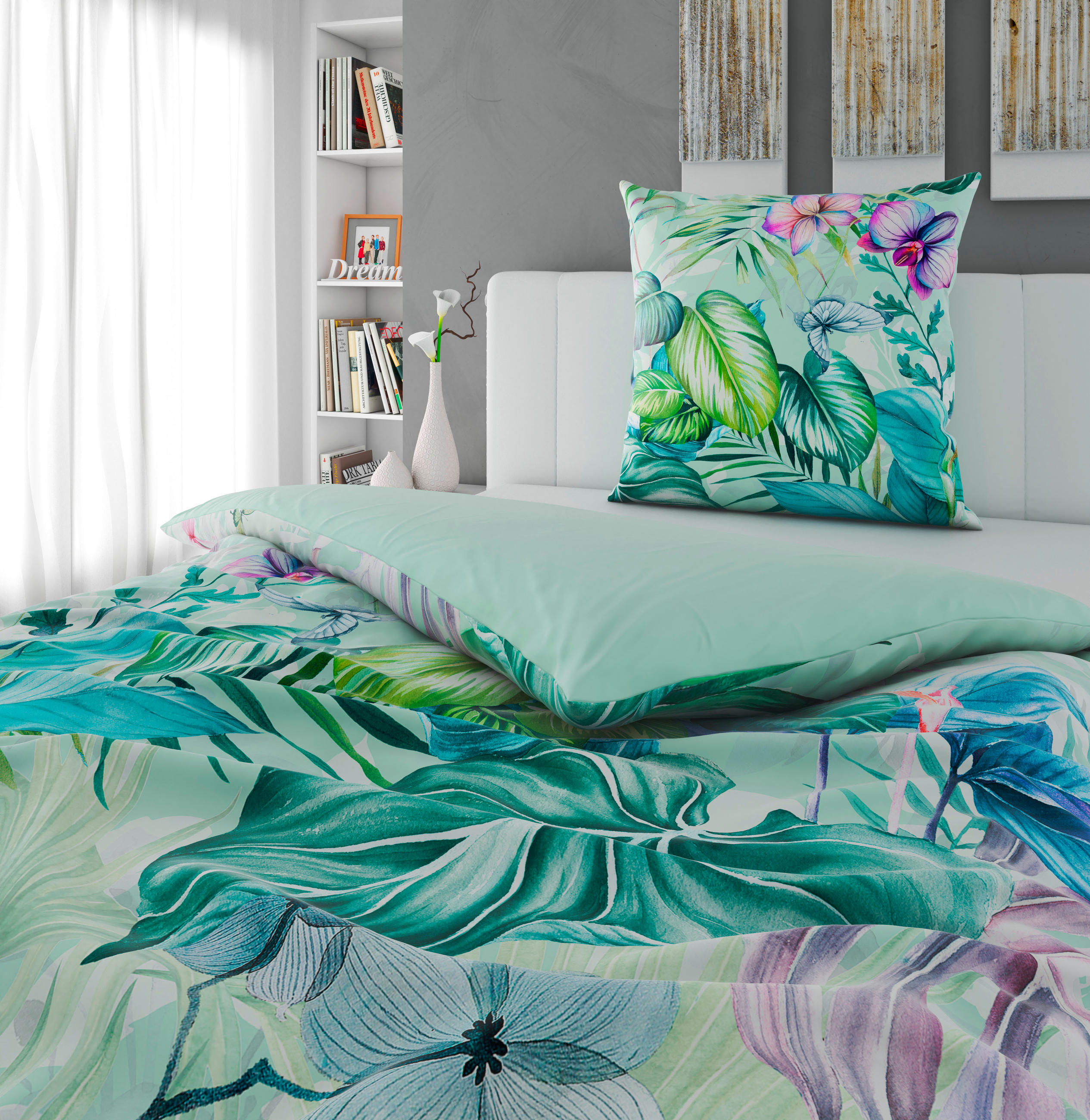 WENDEBETTWÄSCHE Satin 135/200 cm - Blau, Textil (135/200cm) - Novel