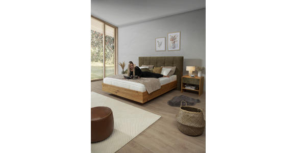 BOXSPRINGBETT 200/200 cm  in Waldgrün, Wildeiche  - Waldgrün/Wildeiche, Natur, Holz/Textil (200/200cm) - Valnatura