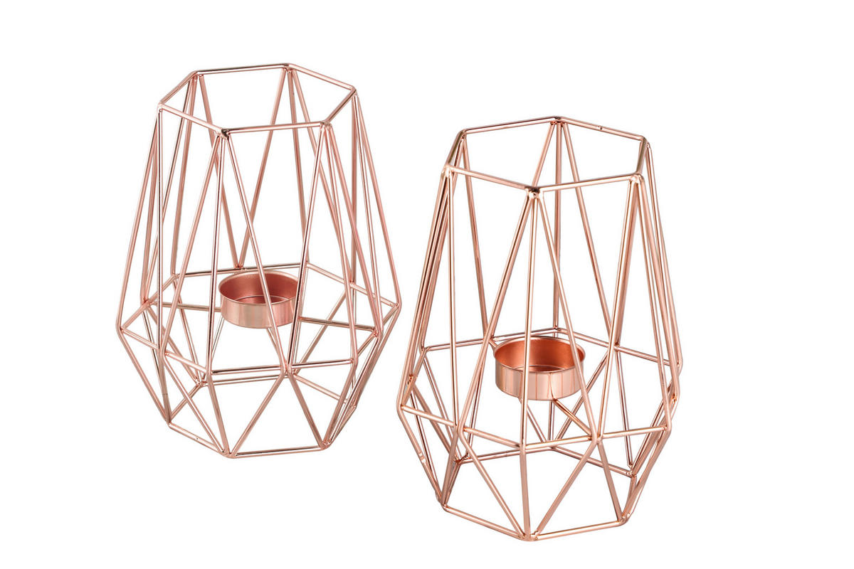 TEELICHTHALTER-SET - Roségold, Basics, Metall (9,5cm) - Echtwerk