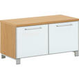 GARDEROBENBANK Santina  in 84/45/40 cm  - Chromfarben/Eiche Bianco, Design, Glas/Holz (84/45/40cm) - Novel
