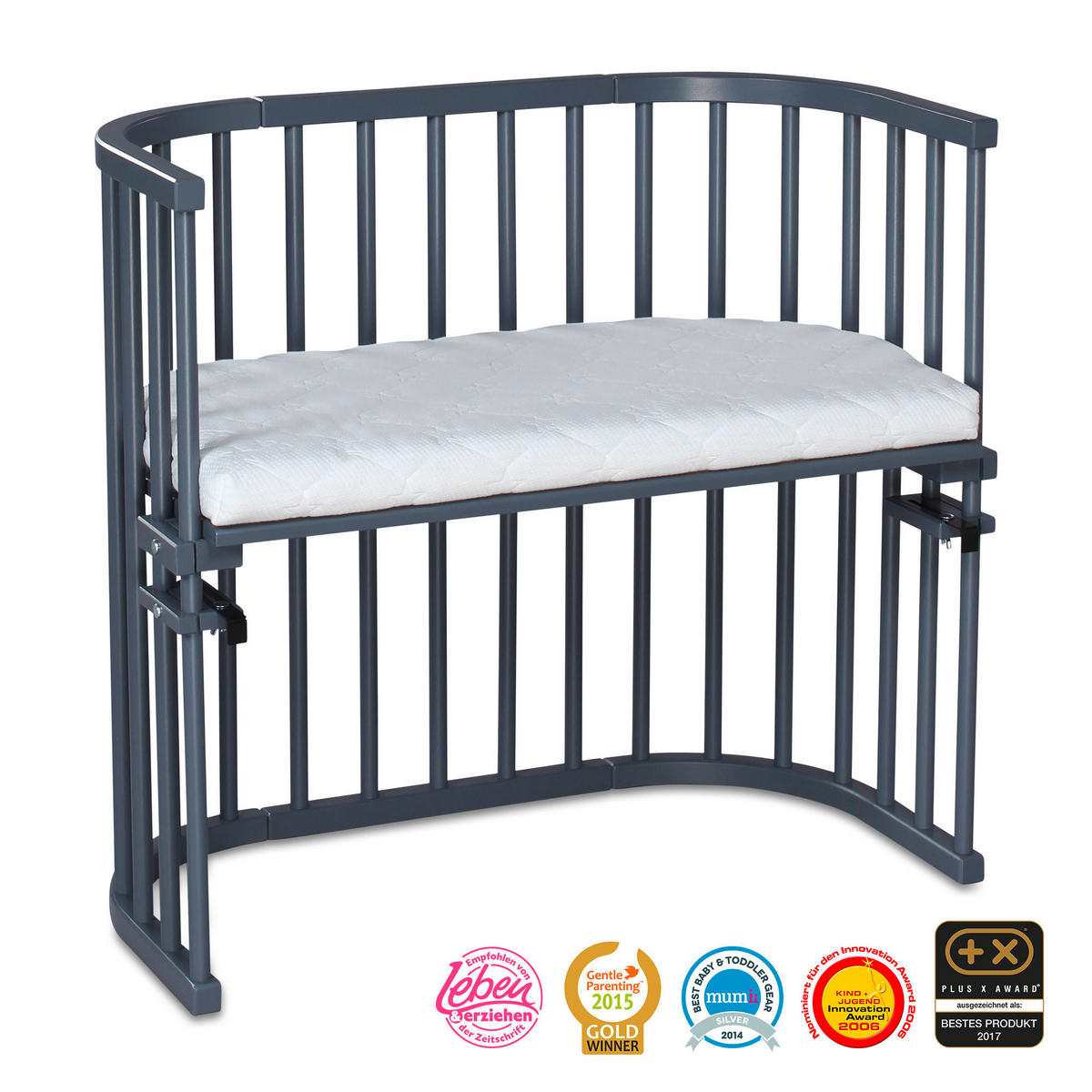 BEISTELLBETT 87/46/79 cm  - Grau, Basics, Holz (87/46/79cm) - Babybay