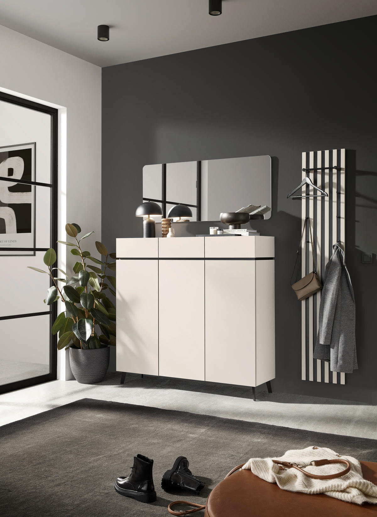 SCHUHSCHRANK Kaschmir  - Kaschmir/Schwarz, Design, Holzwerkstoff/Kunststoff (135/121/40cm) - Voleo