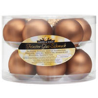 JULGRANSKULOR SET 6 cm 12 delar  - ljusbrun, Klassisk, glas (6cm)