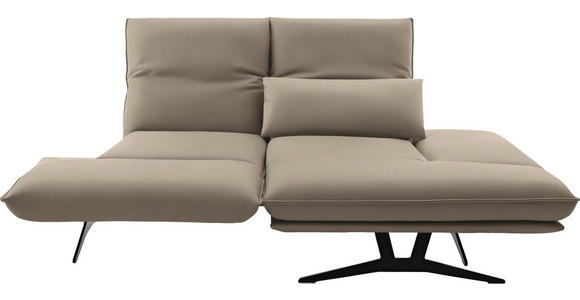 ECKSOFA in Echtleder Sandfarben 210/130 cm - Sandfarben/Schwarz, Design, Leder/Metall (210/130cm) - Dieter Knoll