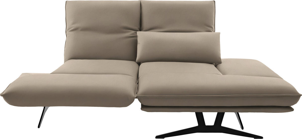 ECKSOFA in Echtleder Sandfarben  - Sandfarben/Schwarz, Design, Leder/Metall (210/130cm) - Dieter Knoll