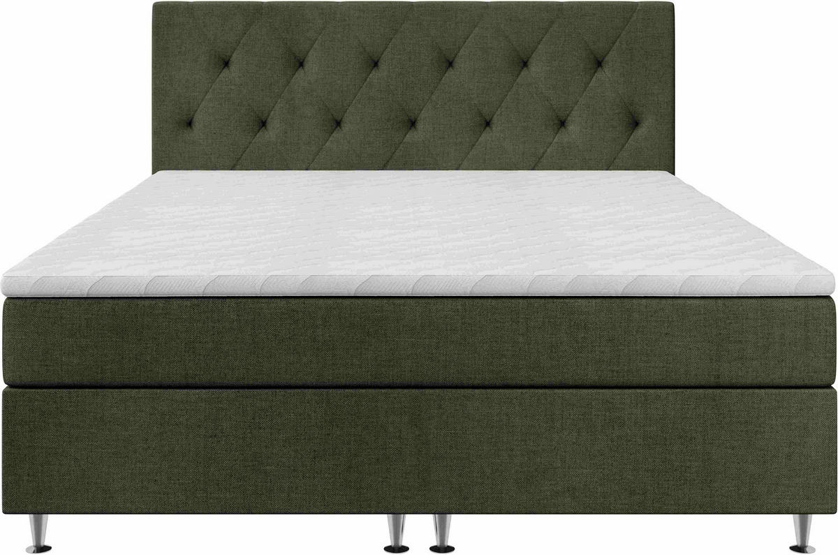 BOXSPRINGBETT 160/200 cm  Dunkelgrün  - Dunkelgrün/Silberfarben, Konventionell, Textil/Metall (160/200cm) - Chameo