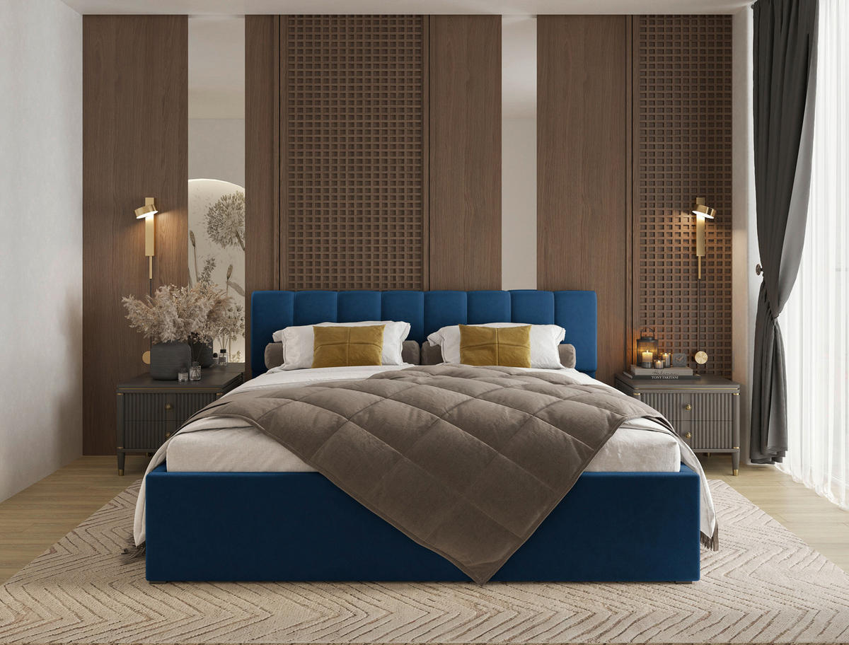 POLSTERBETT Lattenrost, Bettkasten Royalblau 180/200 cm  - Royalblau/Schwarz, Design, Holz/Kunststoff (180/200cm) - Stylife