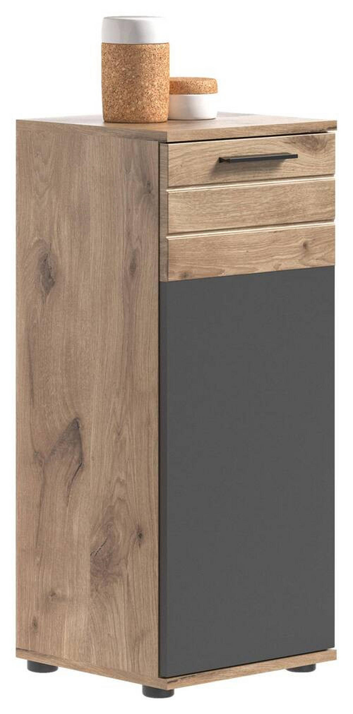 SPODNÍ SKŘÍŇKA, šedá, barvy dubu, 37/87/34 cm - šedá/černá, Moderní, kompozitní dřevo/plast (37/87/34cm) - MID.YOU
