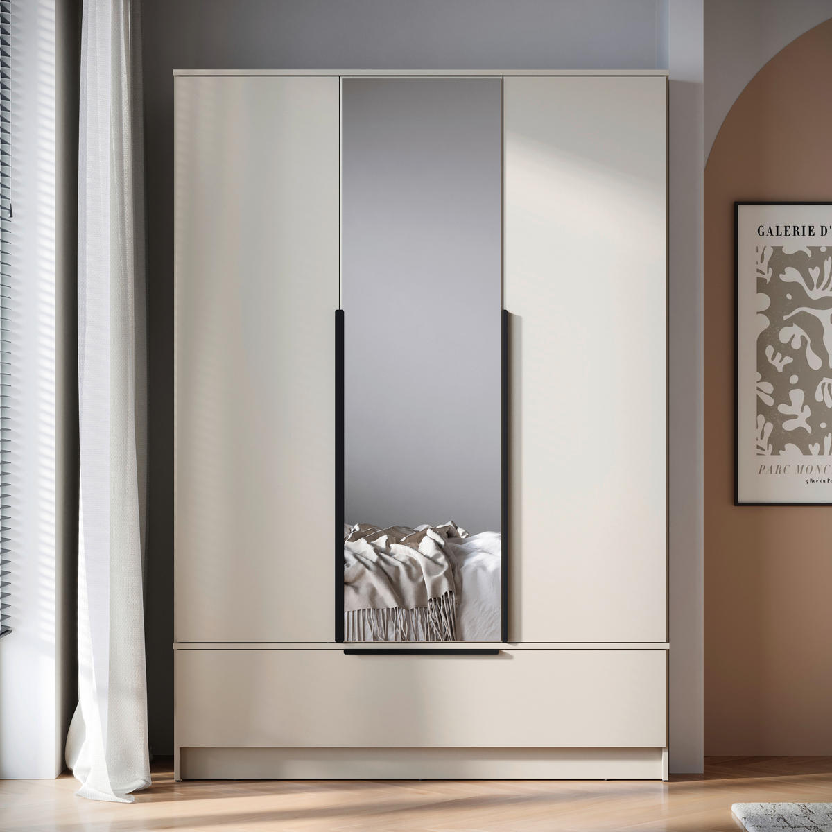 KLEIDERSCHRANK Beige, Kaschmir  - Kaschmir/Beige, Konventionell, Holzwerkstoff/Metall (134,5/192,9/51cm) - MID.YOU