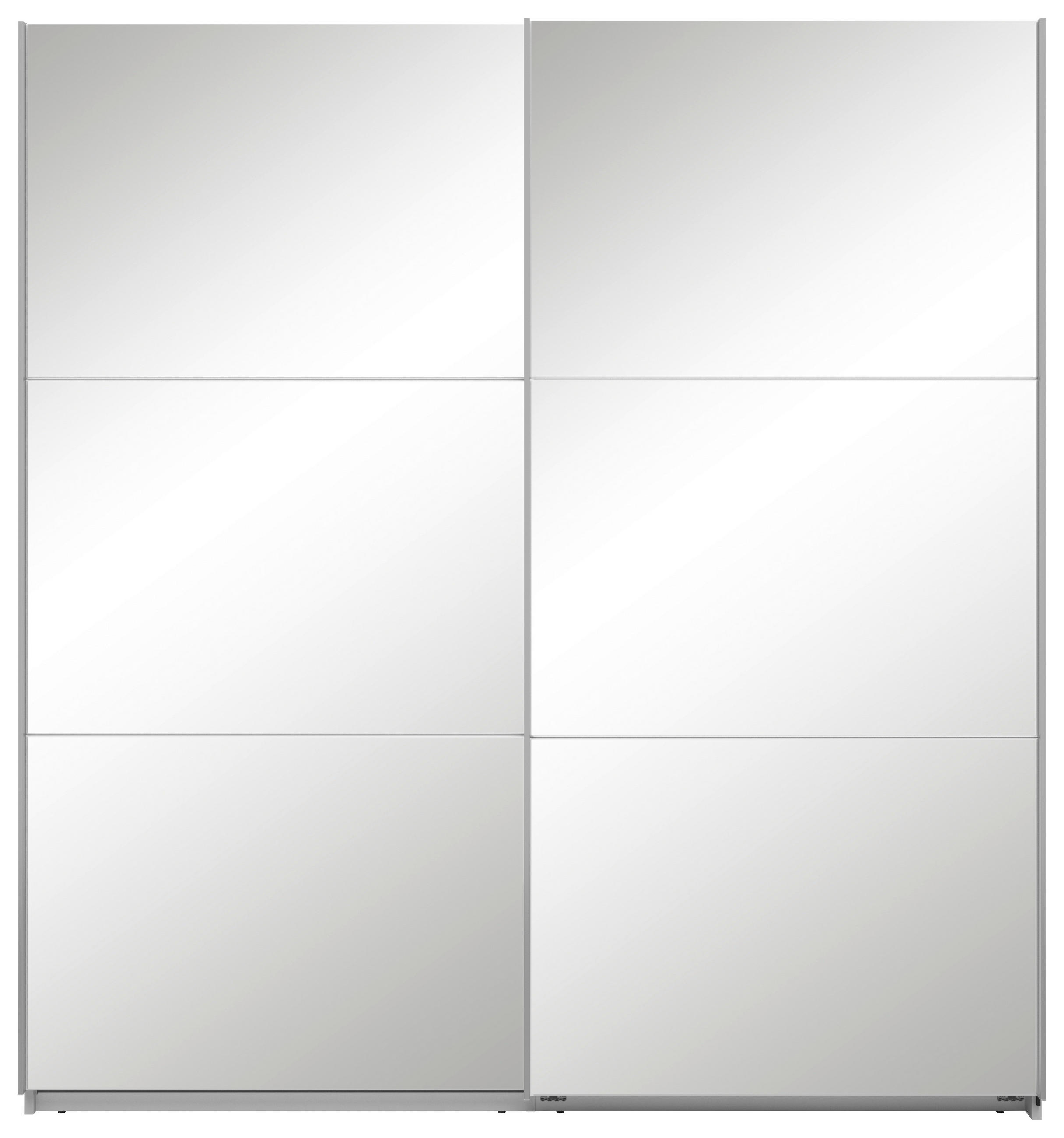 SCHWEBETÜRENSCHRANK in Weiss  - Weiss/Silberfarben, Basics, Glas/Holzwerkstoff (200/216/64cm) - Boxxx