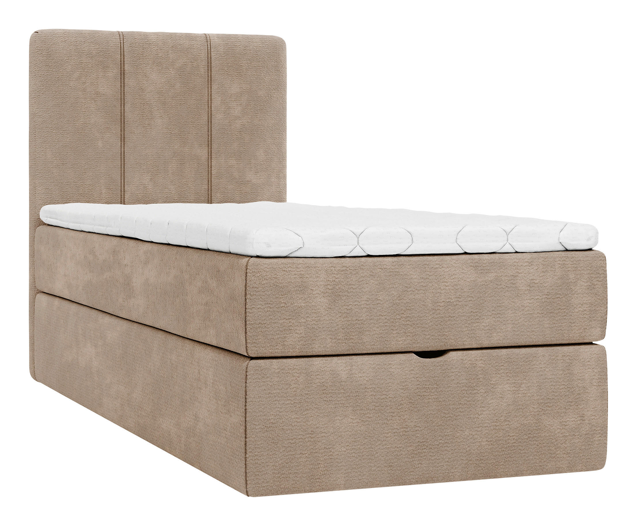 BOXBETT 90/200 cm,  in Braun, Matratze, gepolstertes Kopfteil, Bettkasten, Topper, H3 = fest  - Schwarz/Braun, Design, Holzwerkstoff/Kunststoff (90/200cm) - Esposa