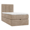 BOXBETT 90/200 cm,  in Braun, Matratze, gepolstertes Kopfteil, Bettkasten, Topper, H3 = fest  - Schwarz/Braun, Design, Holzwerkstoff/Kunststoff (90/200cm) - Esposa