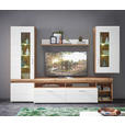 WOHNWAND  in Weiß, Eichefarben  280/192/51 cm  - Eichefarben/Silberfarben, KONVENTIONELL, Glas/Holzwerkstoff (280/192/51cm) - Xora