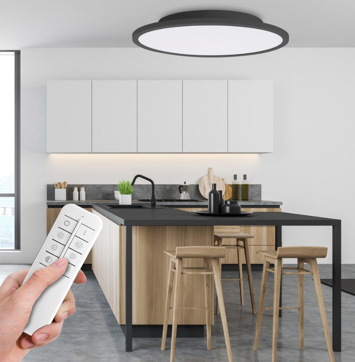 Plafonieră Cu Led     - negru, Basics, metal (58/4.5/58cm)