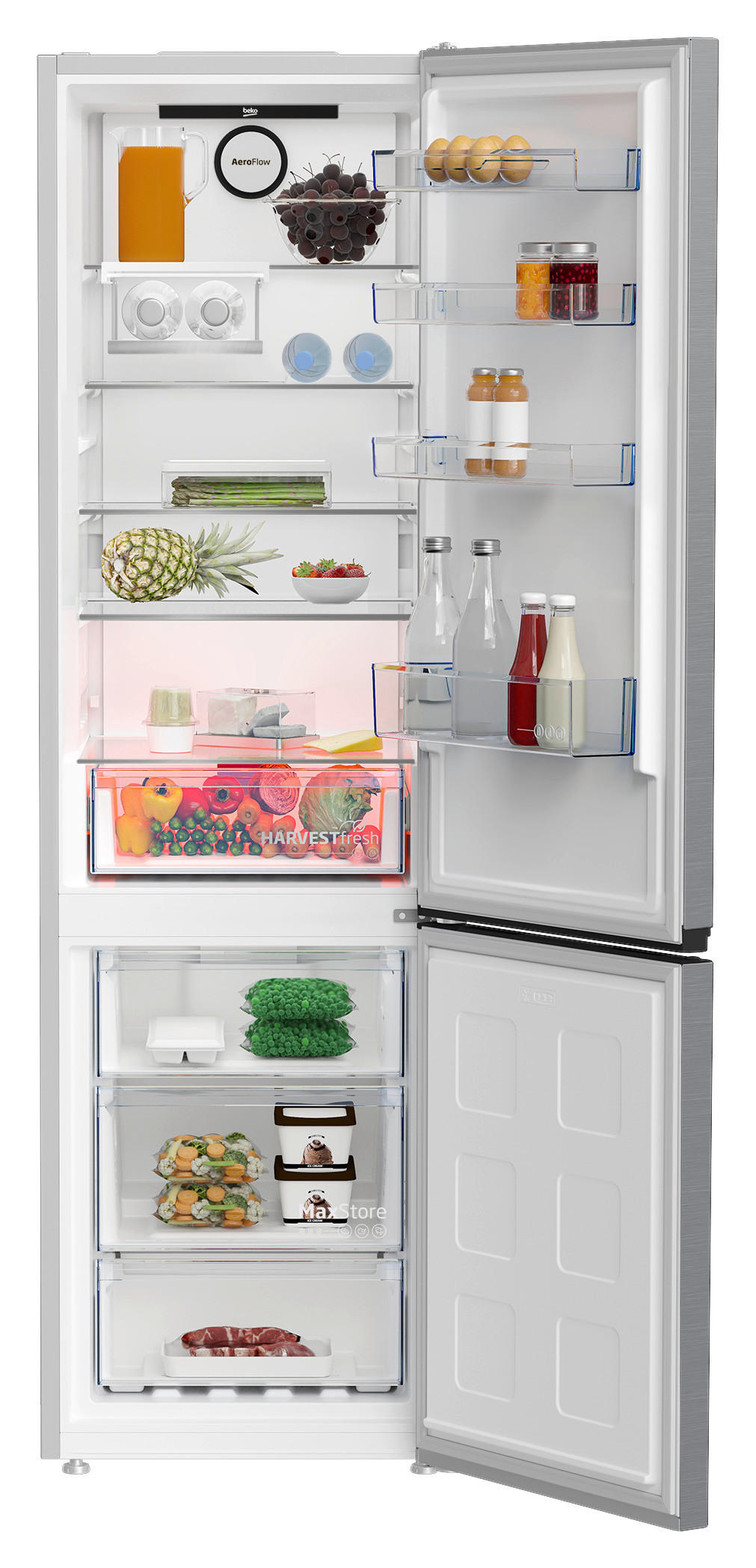 KÜHL-GEFRIER-KOMBINATION KG520  - Edelstahlfarben, Basics, Metall (203,5/59,5/66,3cm) - Beko