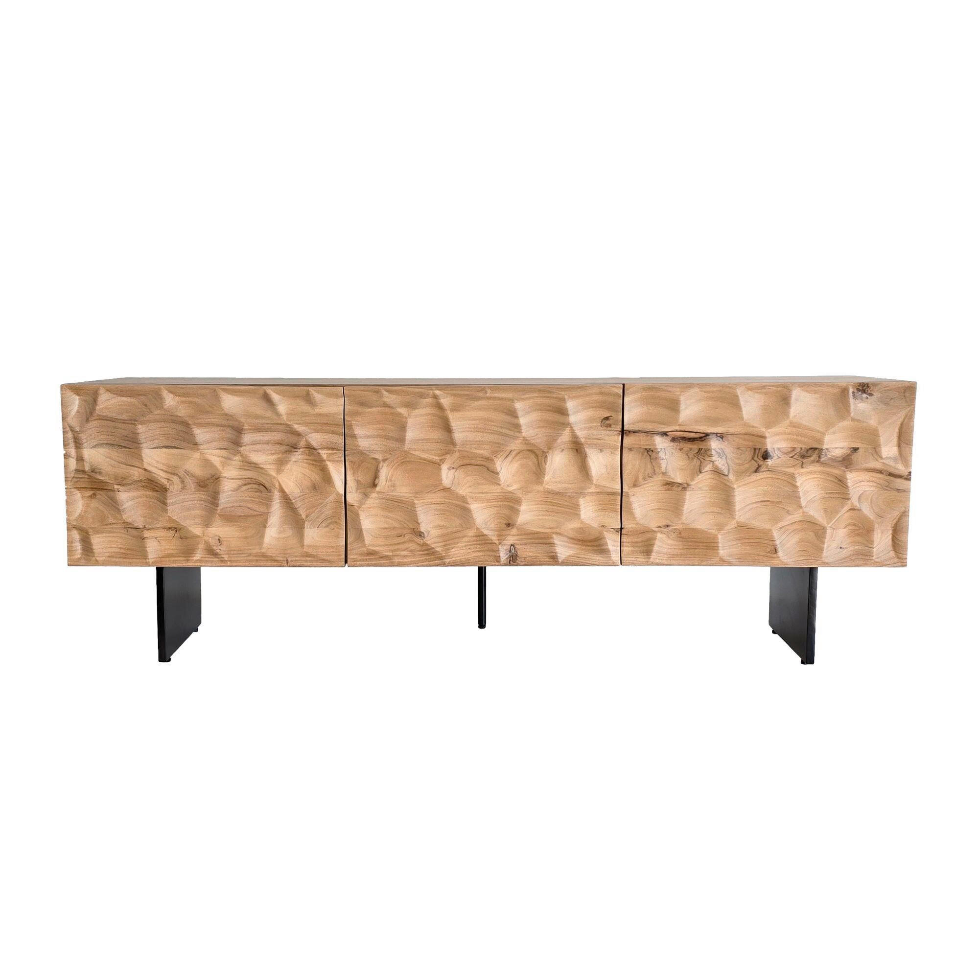 LOWBOARD  in 160/56/37 cm  - Schwarz/Akaziefarben, Natur, Holz/Metall (160/56/37cm) - Livetastic
