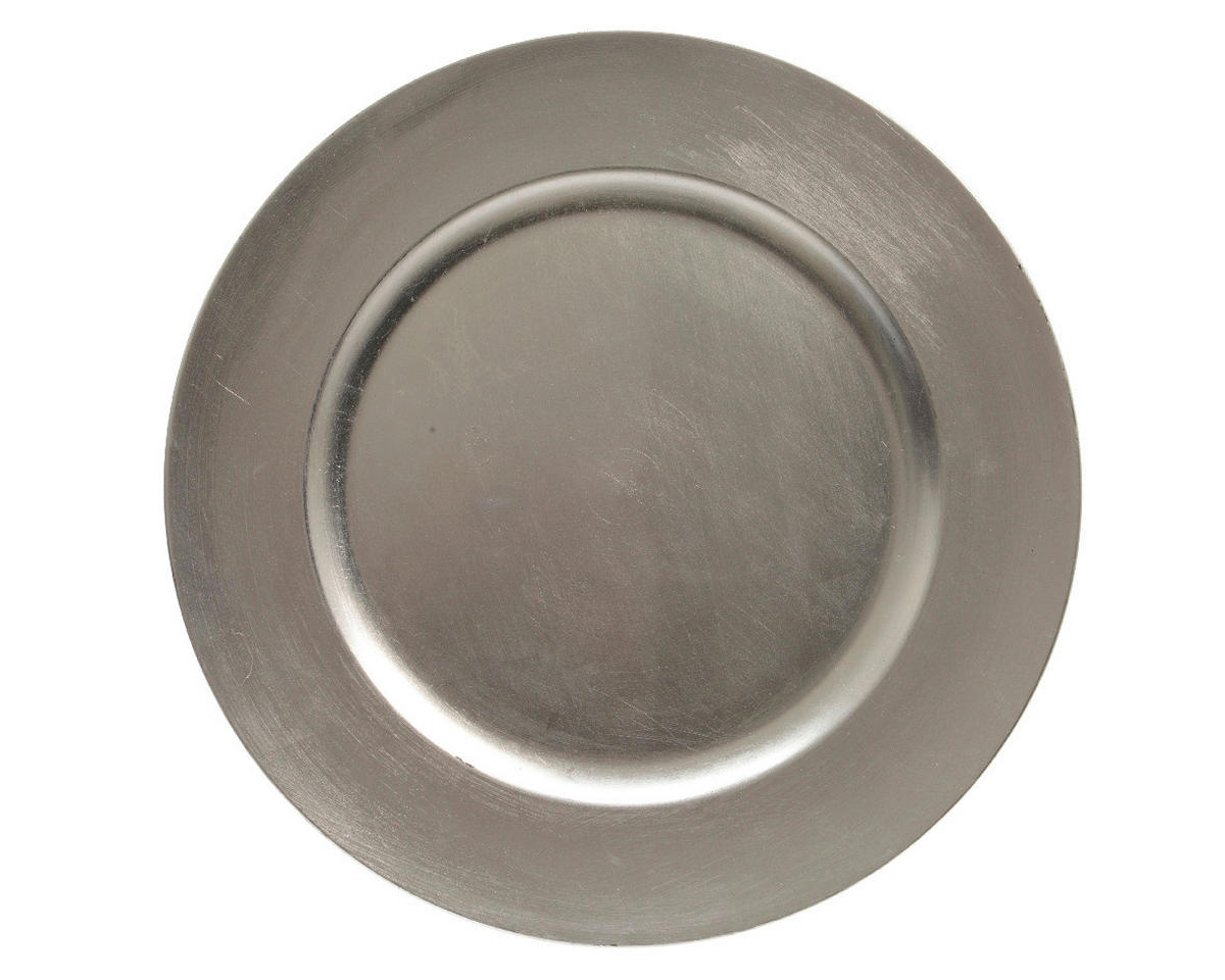 DEKORAČNÍ TALÍŘ - barvy stříbra, Basics, plast (33cm)
