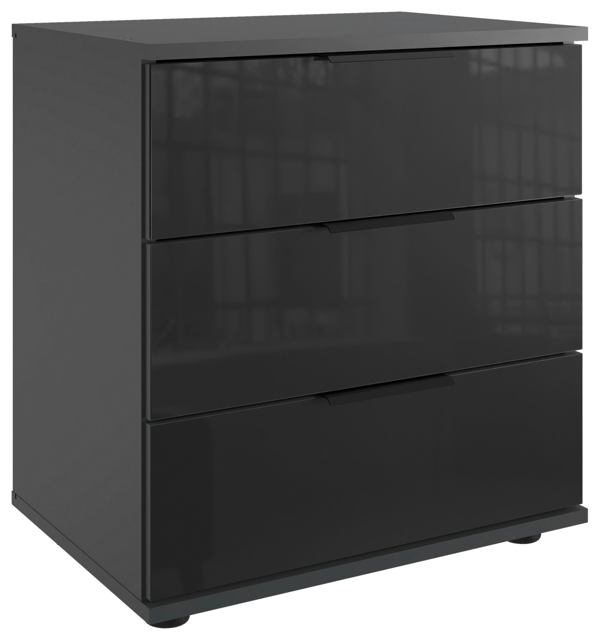 NACHTSCHRANK 52/58/38 cm  - Schwarz/Graphitfarben, MODERN, Glas/Holzwerkstoff (52/58/38cm) - P & B