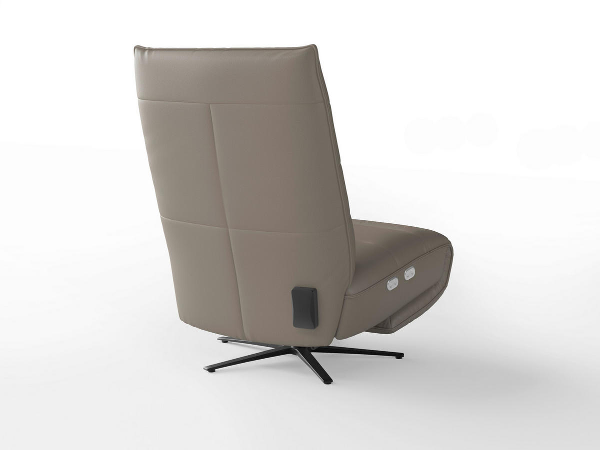 RELAXSESSEL in Leder Grau  - Schwarz/Grau, Basics, Leder/Metall (80/109/98cm) - Sit & More