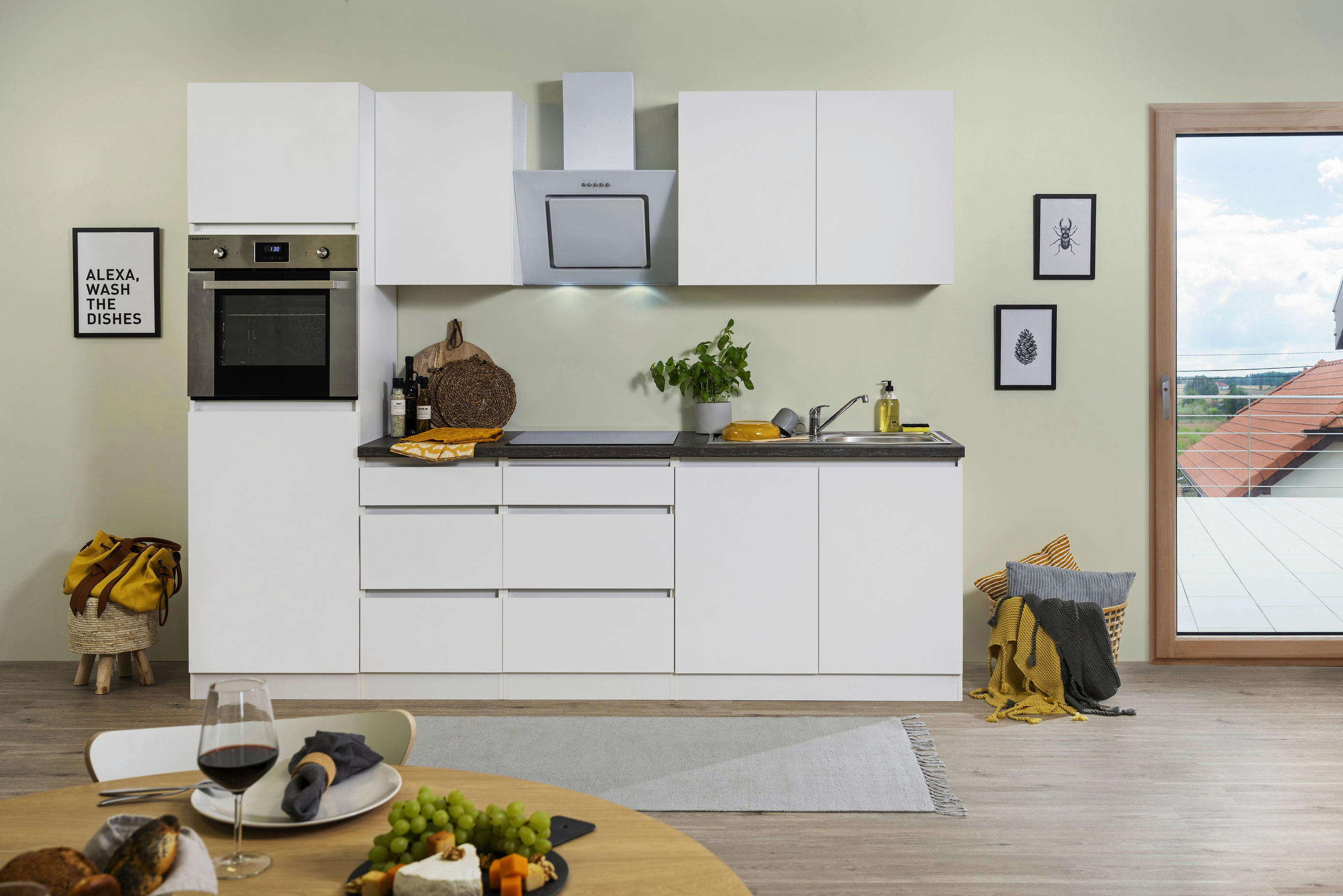 KÜCHENBLOCK 270 cm   in Weiß  - Weiß/Braun, MODERN, Holzwerkstoff (270cm) - Respekta