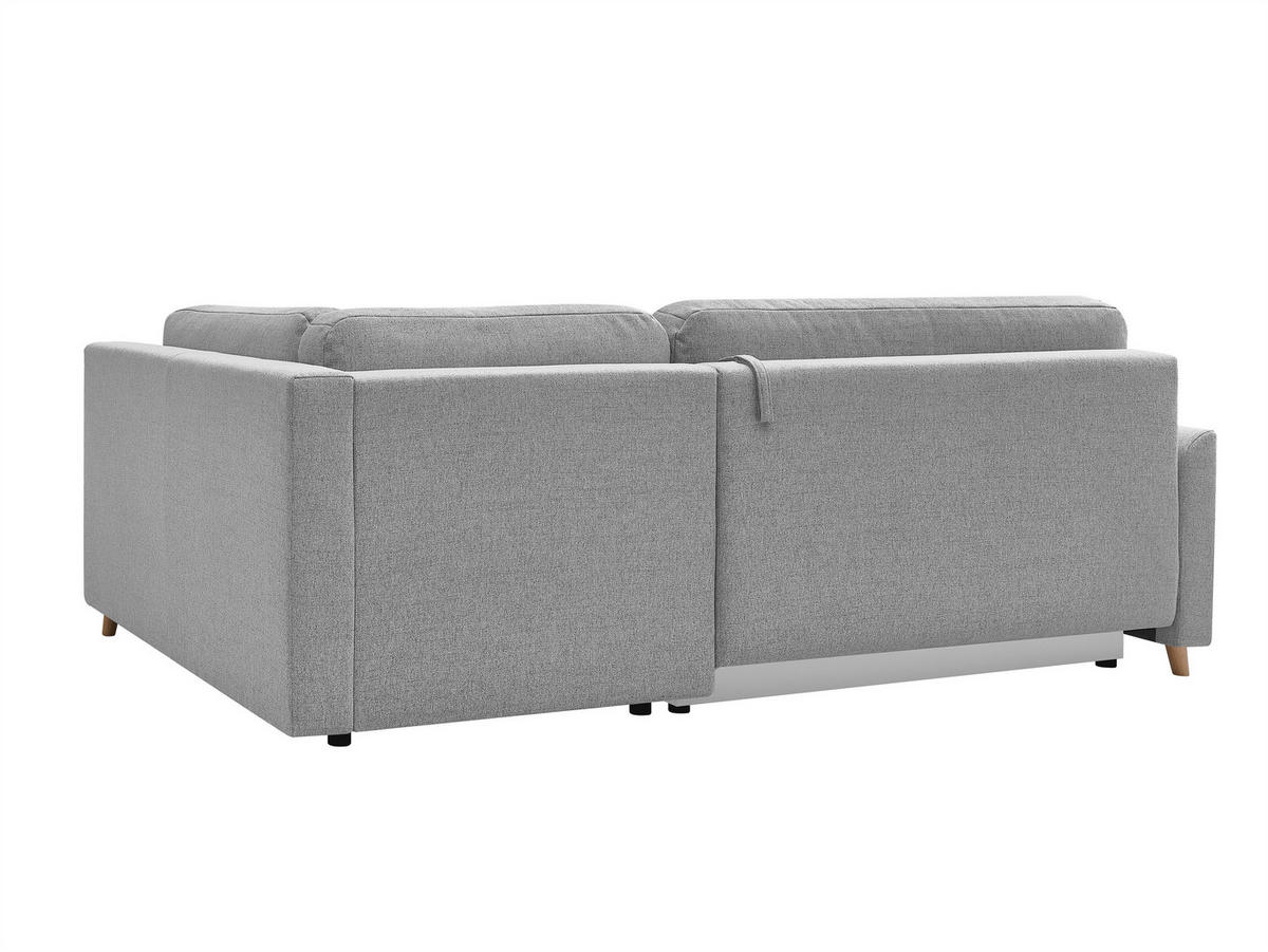 ECKSOFA MILOS Hellgrau Flachgewebe, Struktur Rückenkissen, Bettkasten, Schlaffunktion, Rücken echt  - Hellgrau/Naturfarben, Design, Textil (224/148cm) - P & B