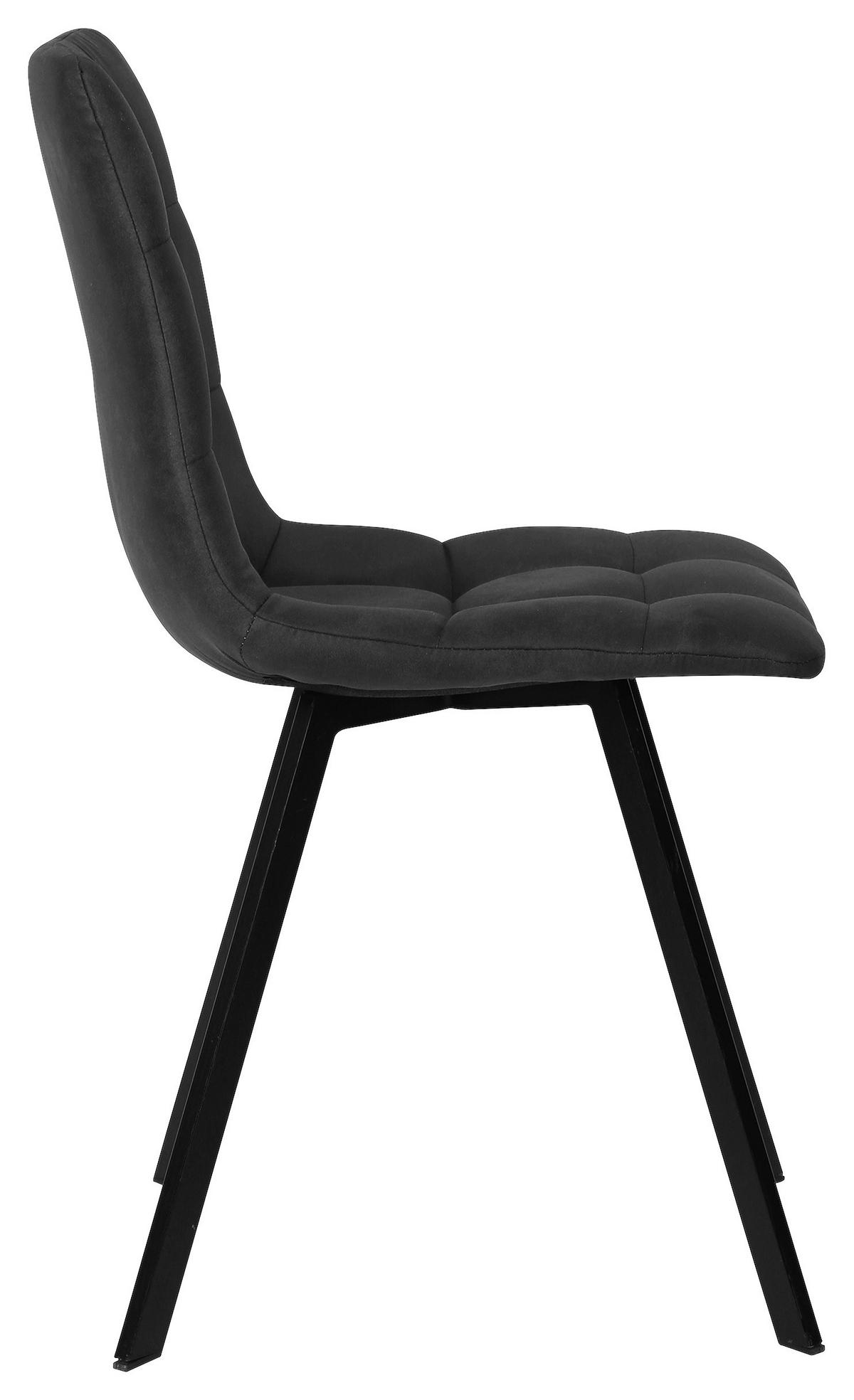 STUHL Mikrofaser Schwarz, Dunkelgrau  - Dunkelgrau/Schwarz, Design, Textil/Metall (46/88/54cm) - Carryhome